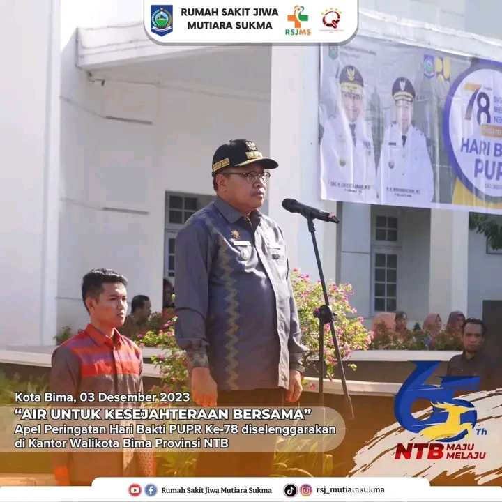 " AIR UNTUK KESEJAHTERAAN BERSAMA " APEL PERINGATAN HARI BAKTI PUPR KE - 78 DISELENGGARAKAN DI KANTOR WALIKOTA BIMA PROVINSI NTB